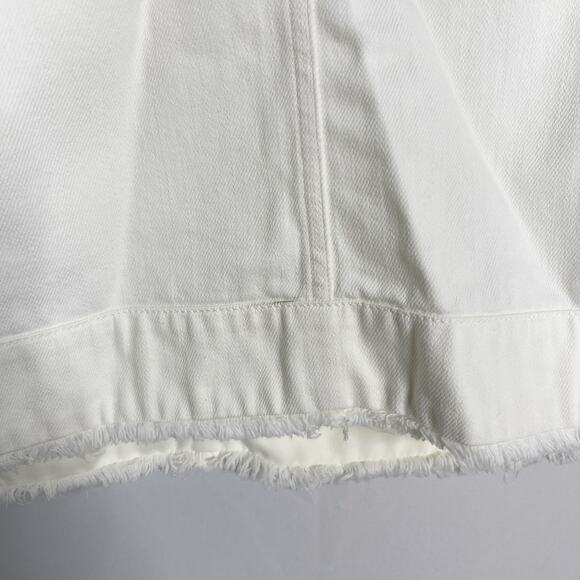 J Crew 4 White Denim Shift Dress Crew Neck Sleeveless Pockets Cotton Keyhole - Picture 9 of 13